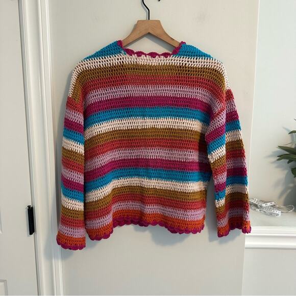 NWT Xirena Multicolored Cotton Crochet Cardigan Open Knit Sweater Small - Picture 5 of 12